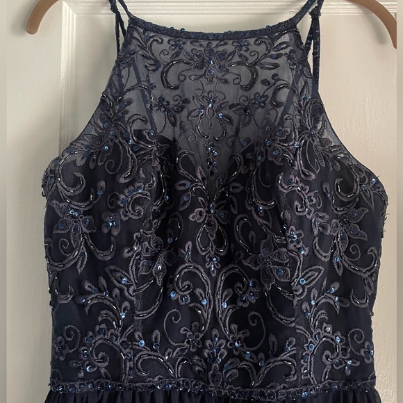 Mori Lee 21589 Navy floral embroidered Dress - Picture 5 of 6